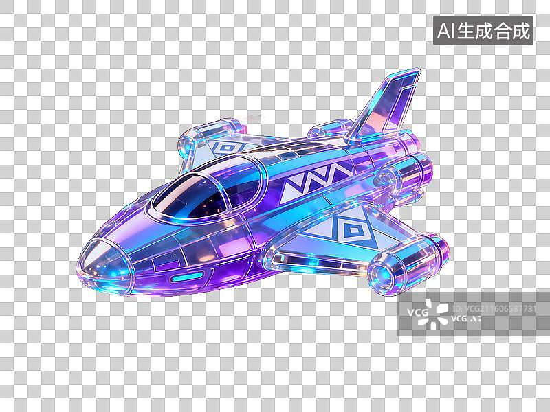 【AI数字艺术】科幻主题 透明紫色科幻飞行器图片素材