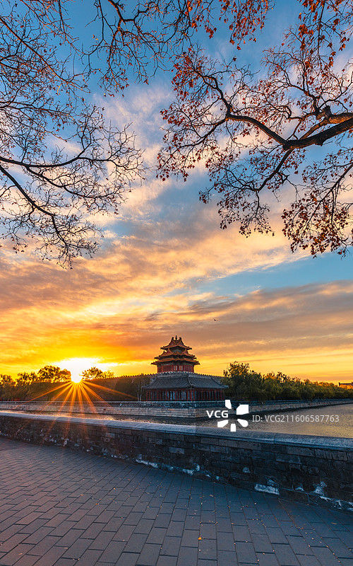 故宫角楼朝霞图片素材