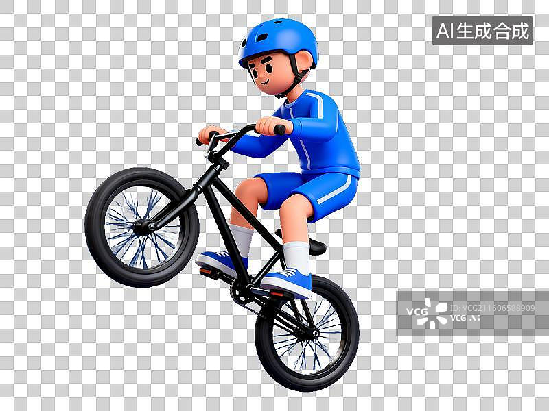 【AI数字艺术】体育运动 骑自行车的卡通人物图片素材