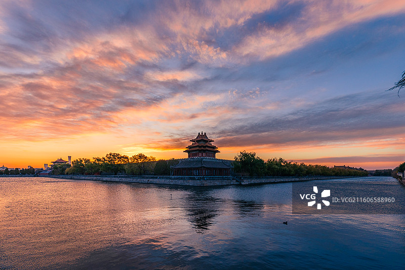 故宫角楼朝霞图片素材