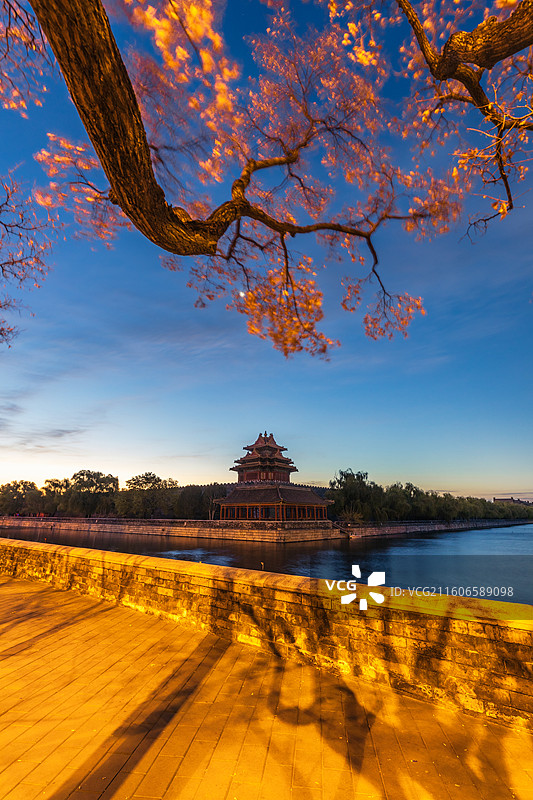 故宫角楼朝霞图片素材