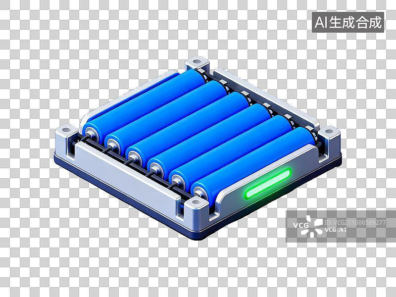 【AI数字艺术】新能源 环保 蓝色电池模块装置图片素材