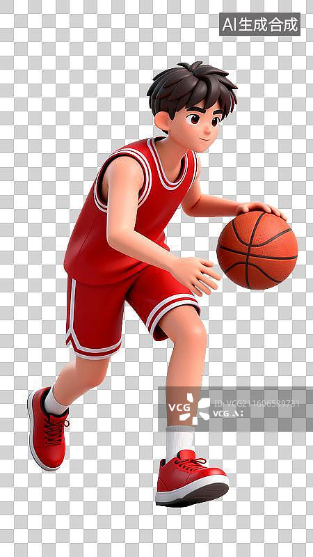 【AI数字艺术】3D 卡通篮球少年体育校园场景素材图片素材