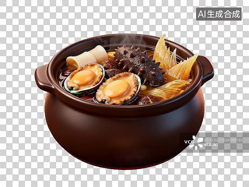 【AI数字艺术】佛跳墙 海鲜炖锅热气腾腾图片素材