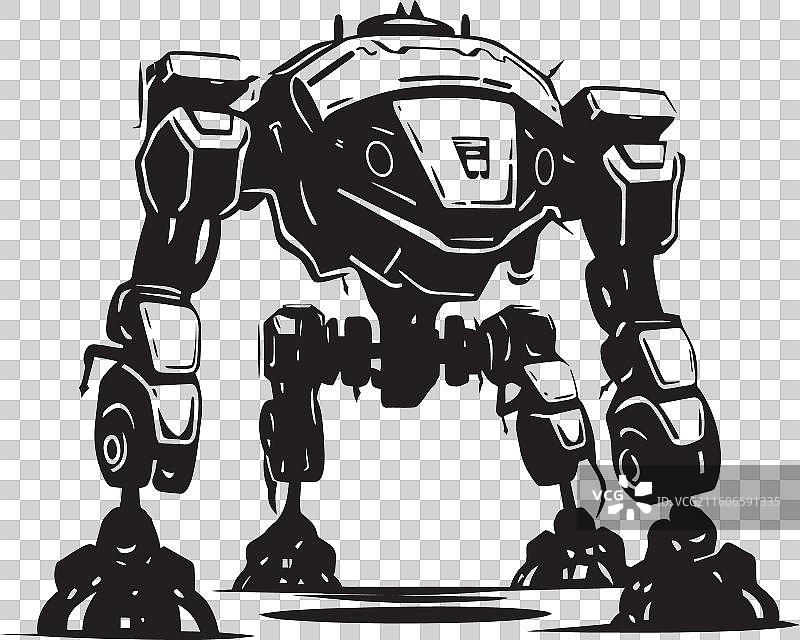 科技谜团战争机器人标志，装甲机械，黑色图片素材