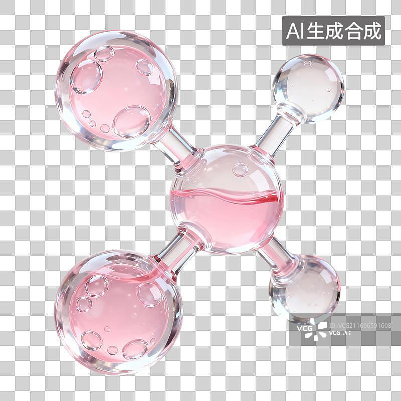 【AI数字艺术】3D渲染，气泡，泡泡，细胞，水滴，化学分子结构，精华液，美妆，精油，免抠元素图片素材
