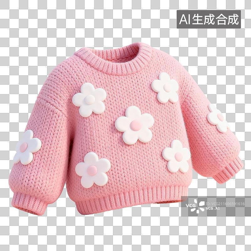 【AI数字艺术】3D渲染，毛衣，针织上衣，羊毛衫，针织羊毛上衣，冬天厚衣服，上衣，免抠元素图片素材