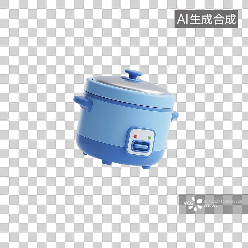 【AI数字艺术】3D渲染，卡通电饭锅，糖果，厨房用品，烹调器具，免抠元素图片素材