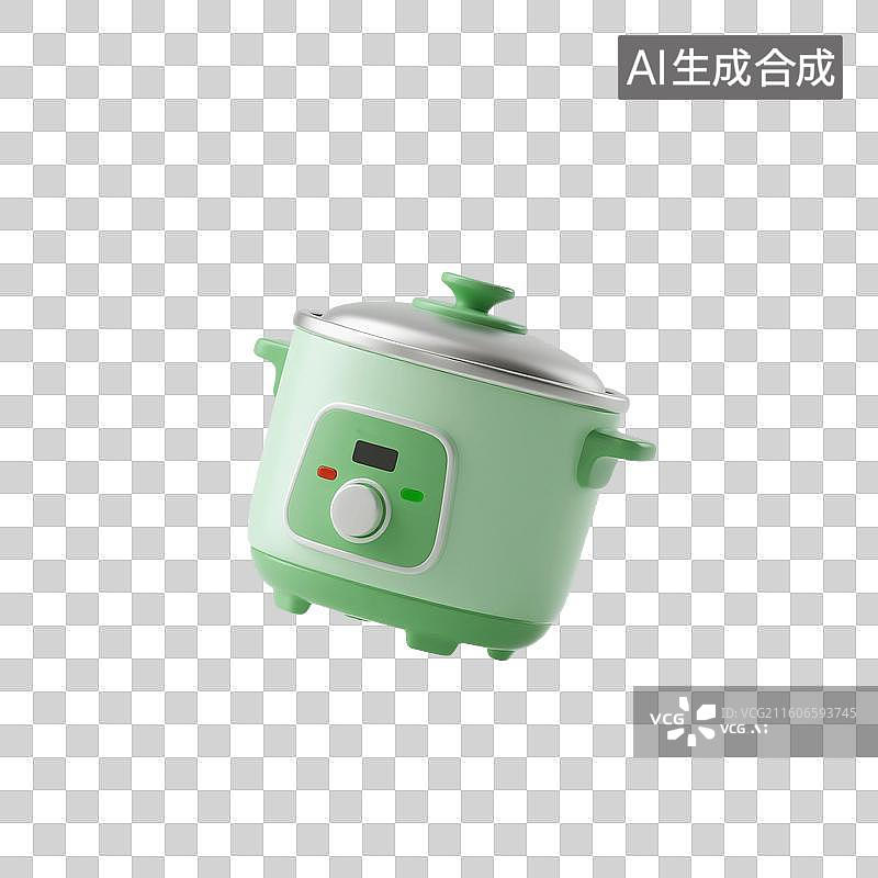 【AI数字艺术】3D渲染，卡通电饭锅，糖果，厨房用品，烹调器具，免抠元素图片素材