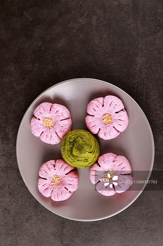 桃花酥龙井茶酥 中国传统美食点心图片素材