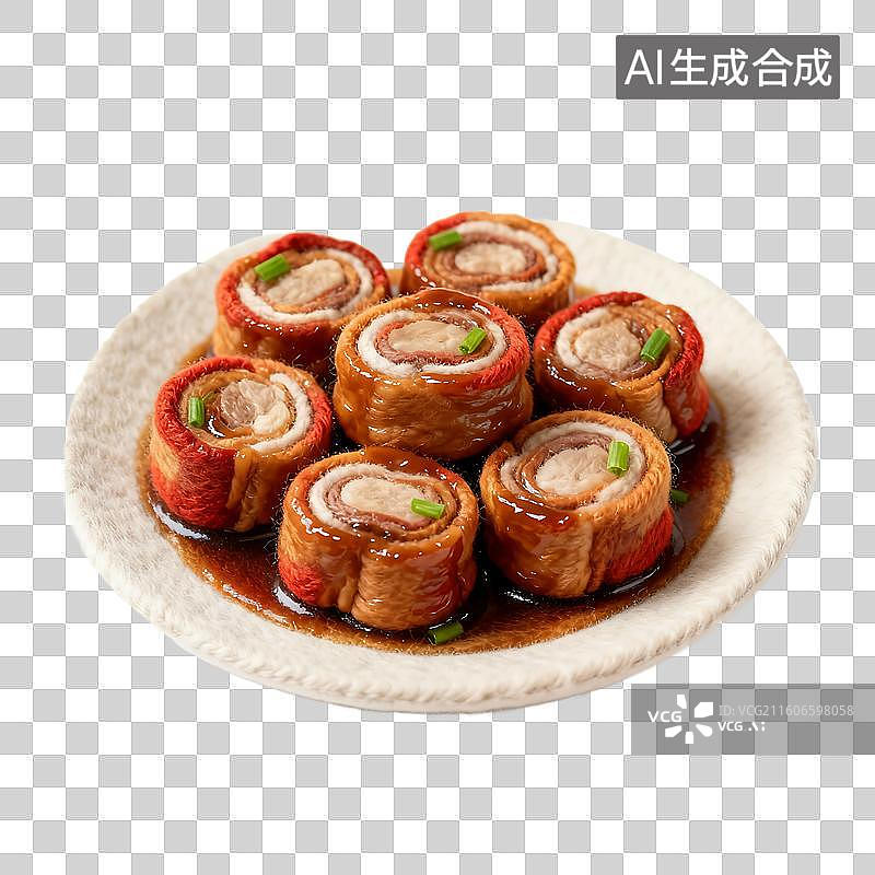【AI数字艺术】可爱温馨毛毡风格年夜饭美食元素图片素材