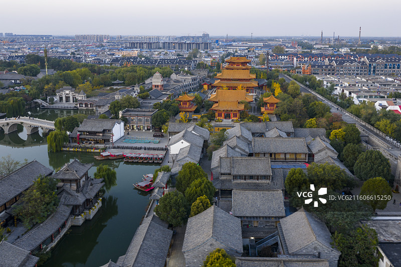 山东省枣庄市台儿庄古城航拍图片图片素材