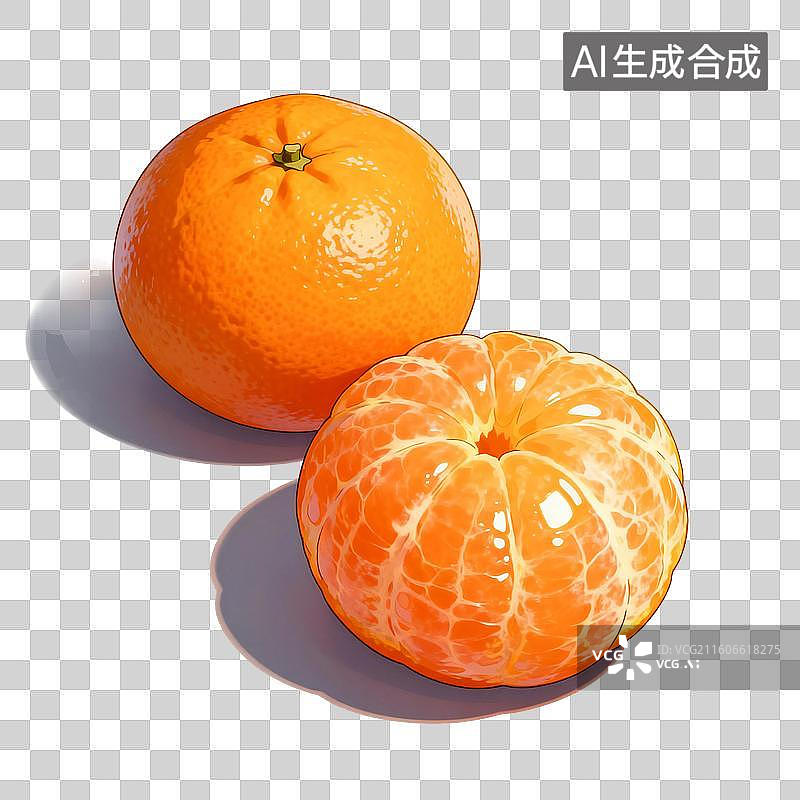 【AI数字艺术】手绘插画，水果，橙子，橘子，水果，沃柑，砂糖橘，春节新年，传统节日，免抠元素图片素材