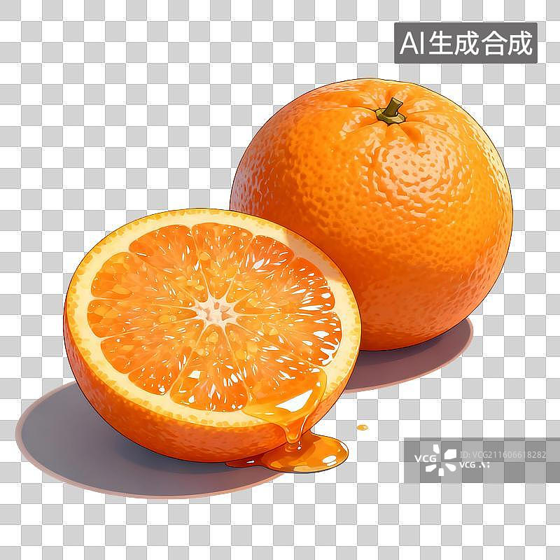 【AI数字艺术】手绘插画，水果，橙子，橘子，水果，沃柑，砂糖橘，春节新年，传统节日，免抠元素图片素材