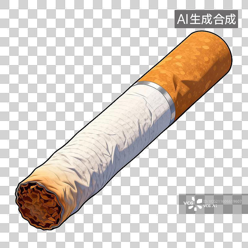 【AI数字艺术】手绘插画，一支烟，香烟，烟草，烟叶，尼古丁，免抠元素图片素材