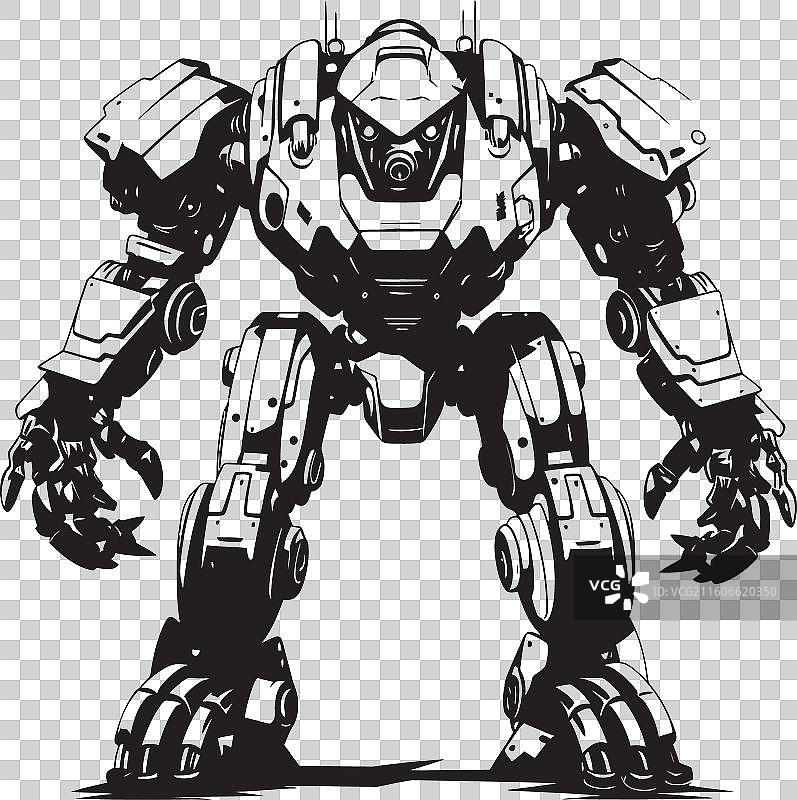 钢铁哨兵战争机器人图标，赛博格先锋图片素材