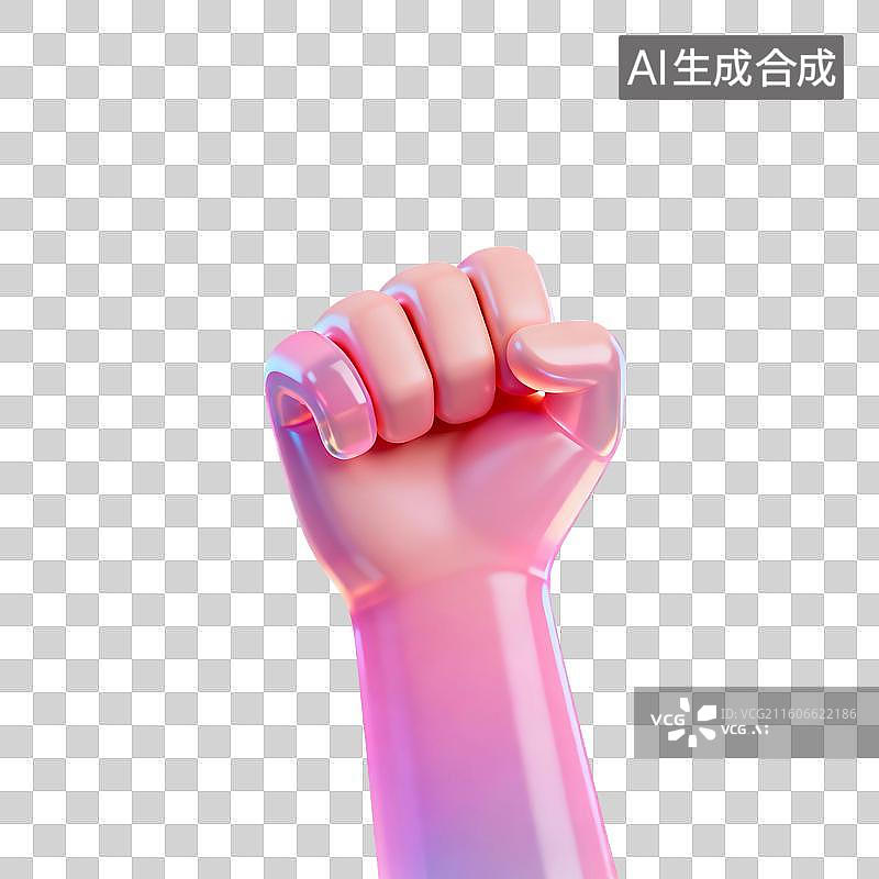 【AI数字艺术】3D渲染，握拳手势，拳头，免抠元素图片素材