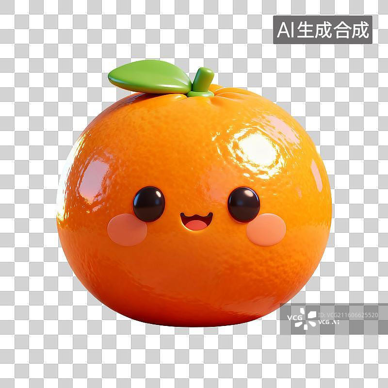 【AI数字艺术】3D渲染，卡通水果，橙子，橘子，水果，沃柑，砂糖橘，春节新年，传统节日，免抠元素图片素材
