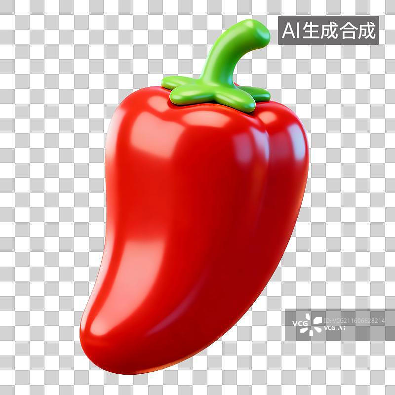 【AI数字艺术】3D渲染，红辣椒，辣椒，彩椒，蔬菜，免抠元素图片素材