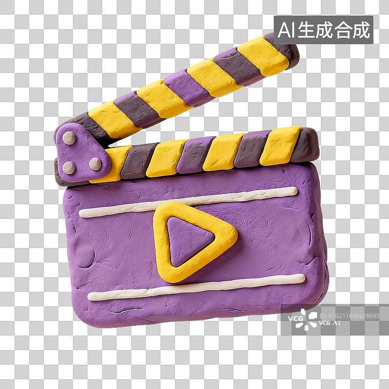 【AI数字艺术】3D卡通粘土风，电影场记板，电影拍板，影视，视频，传媒，免抠元素图片素材