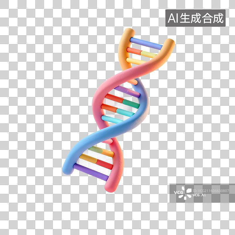 【AI数字艺术】3D渲染，卡通风格，DNA，脱氧核糖核酸，生物科技，遗传学，免抠元素图片素材
