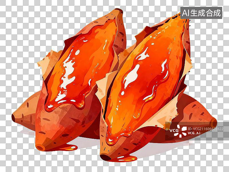 【AI数字艺术】手绘插画，红薯，烤红薯，烤地瓜，紫薯，免抠元素图片素材