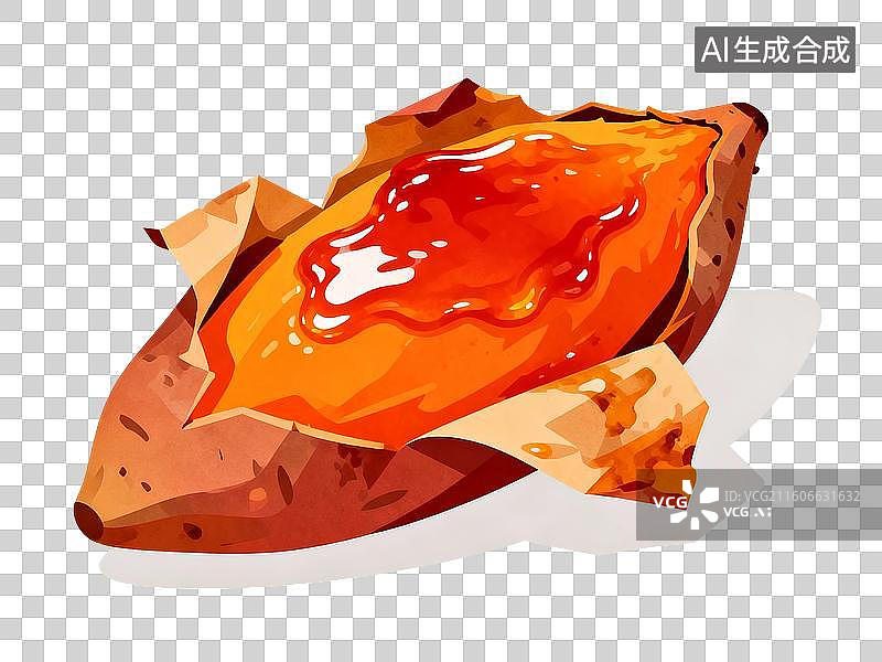 【AI数字艺术】手绘插画，红薯，烤红薯，烤地瓜，紫薯，免抠元素图片素材