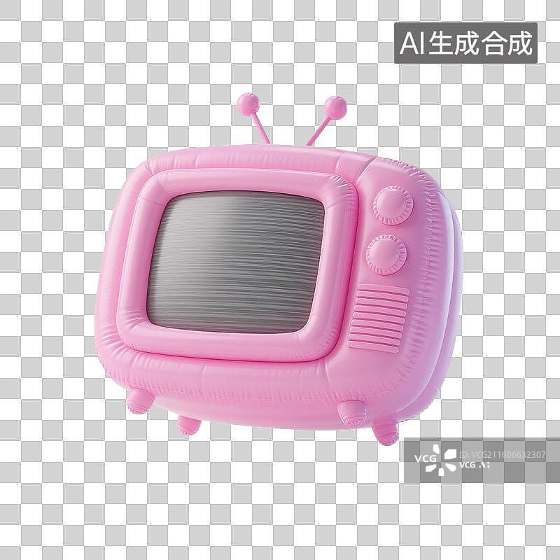 【AI数字艺术】3D渲染，充气膨胀风格，电视剧，电视，视频，播放器，传媒，媒体直播，图形图标，免抠元素图片素材