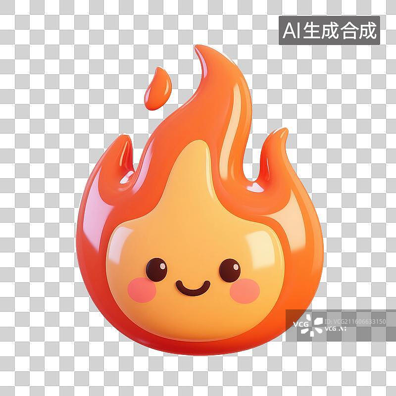 【AI数字艺术】3D渲染，卡通拟人火焰，燃烧，火苗，双十一，618，免抠元素图片素材