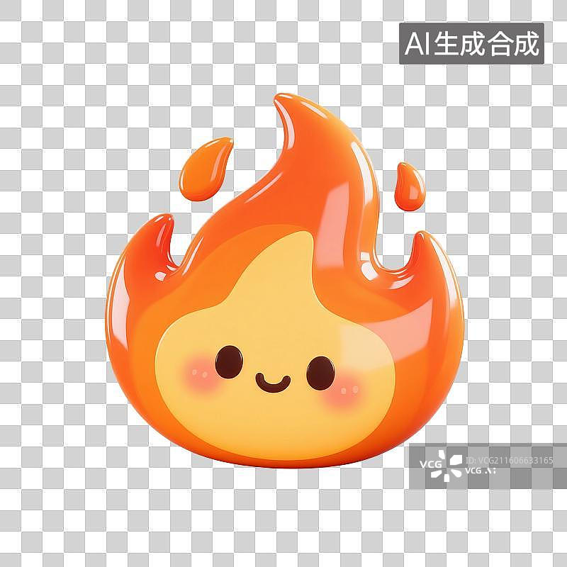 【AI数字艺术】3D渲染，卡通拟人火焰，燃烧，火苗，双十一，618，免抠元素图片素材