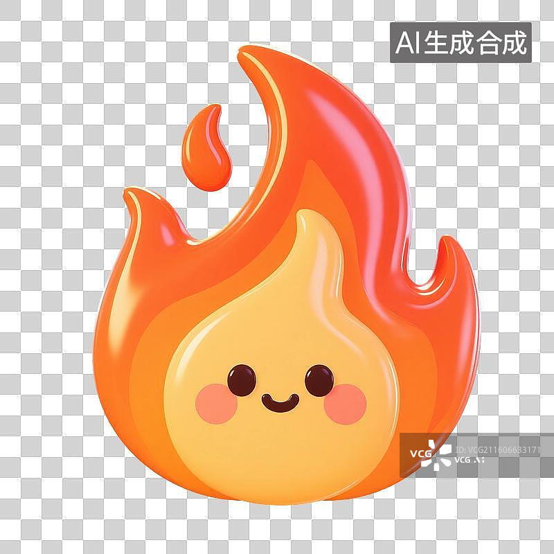 【AI数字艺术】3D渲染，卡通拟人火焰，燃烧，火苗，双十一，618，免抠元素图片素材