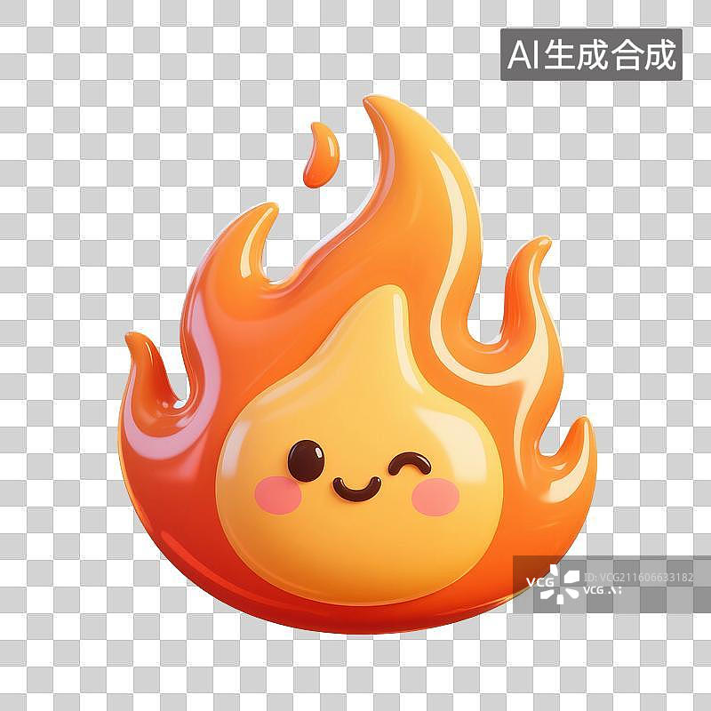 【AI数字艺术】3D渲染，卡通拟人火焰，燃烧，火苗，双十一，618，免抠元素图片素材