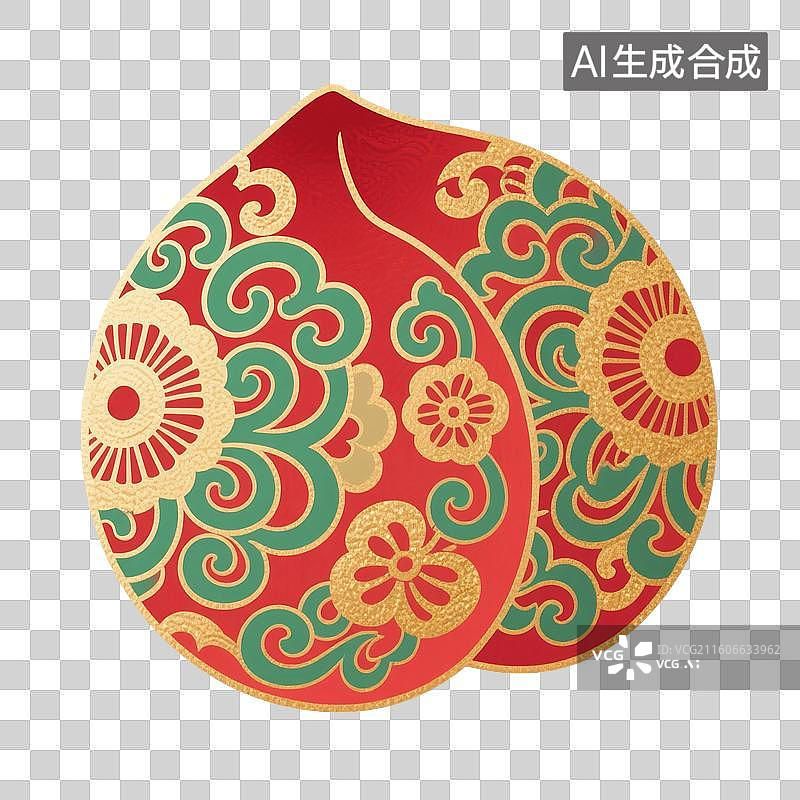 【AI数字艺术】国风手绘插画，水果，桃子，水蜜桃，白桃，仙桃，寿桃，免抠元素图片素材