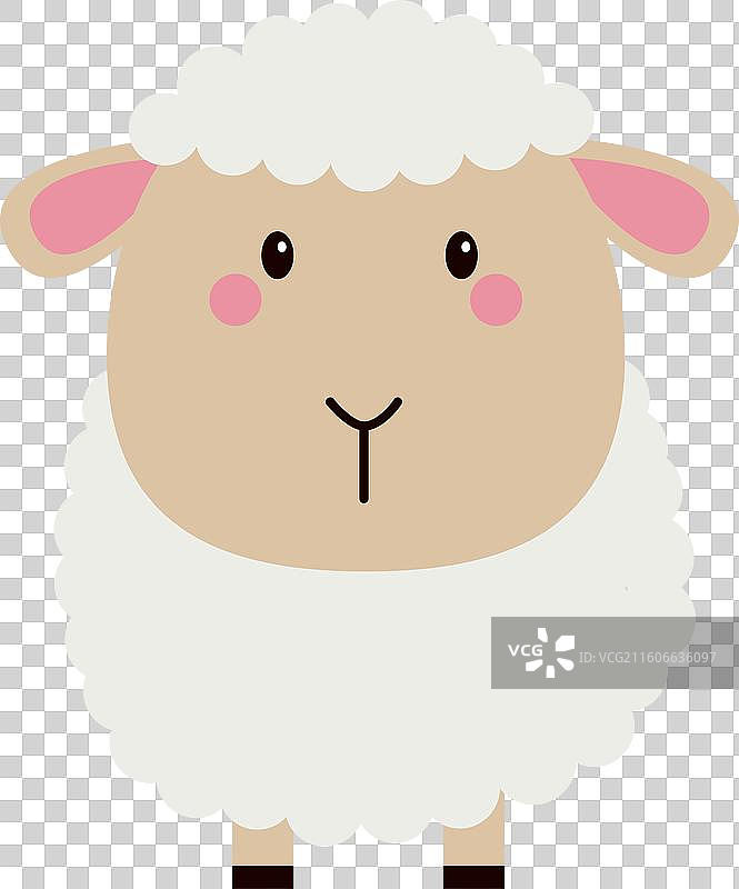 绵羊羔站立图标可爱的圆脸头部图片素材