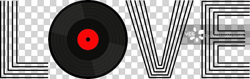 红心黑胶唱片图片素材