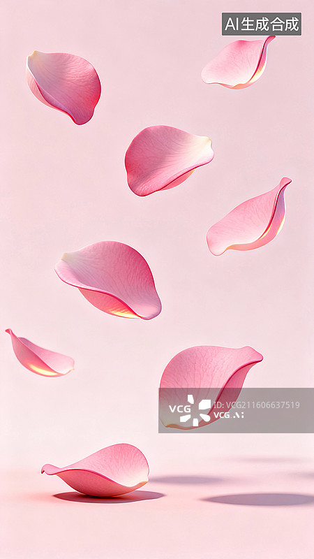 【AI数字艺术】空中落下的粉色玫瑰花  婚恋主题创意插画图片素材