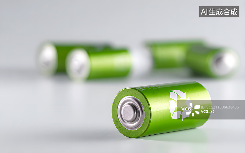 【AI数字艺术】白色背景上散落着可循环电池图片素材