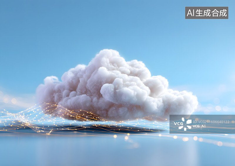 【AI数字艺术】一朵发光的卡通云朵图片素材