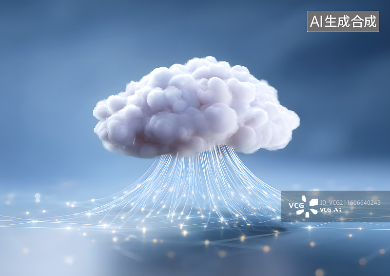 【AI数字艺术】一朵发光的卡通云朵图片素材