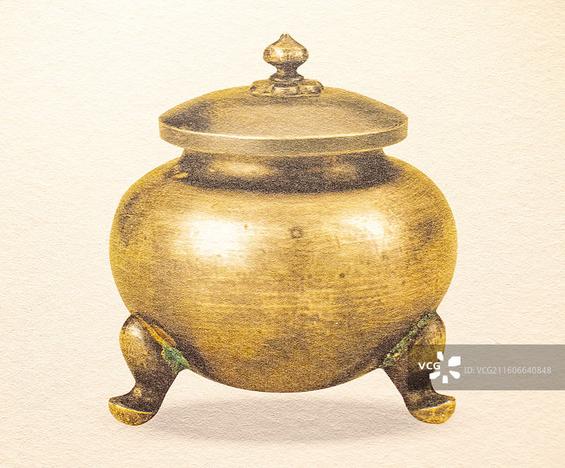唐 银三足盖罐 1970年陕西省西安市何家村窖藏出土 陕西历史博物馆图片素材