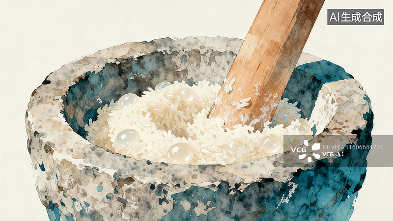 【AI数字艺术】非遗打糍粑，打糍粑，年俗，糍粑图片素材