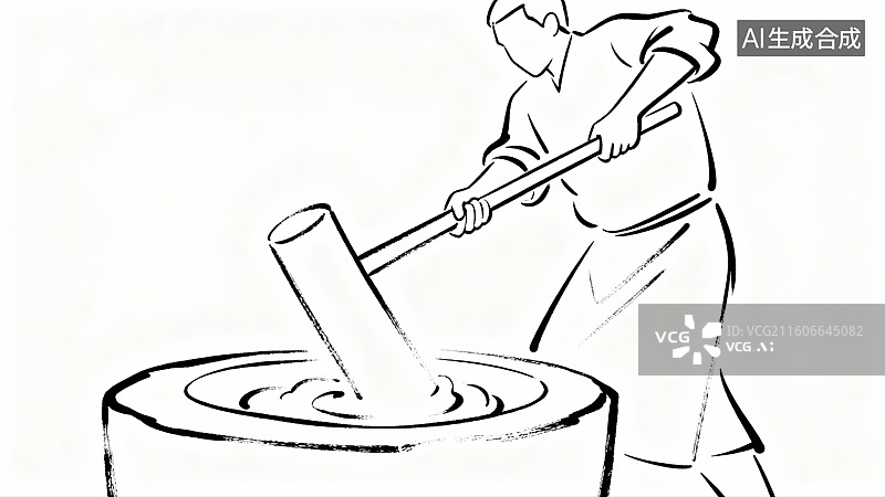 【AI数字艺术】非遗打糍粑，打糍粑，年俗，糍粑图片素材