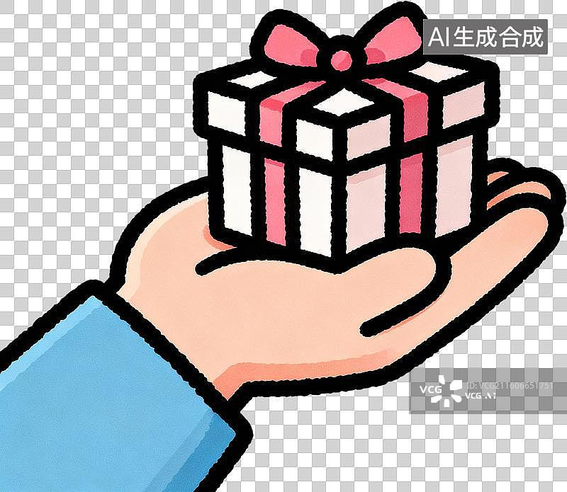 【AI数字艺术】卡通2D扁平描边插画风格生日主题蛋糕寿桃礼物插画元素免抠图形图片素材