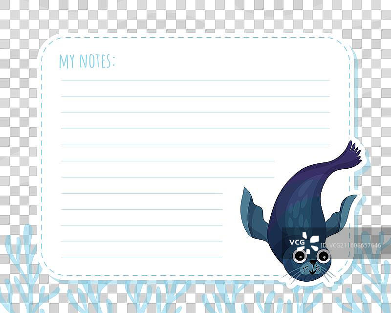 可爱的海豹在海中游泳的笔记图片素材