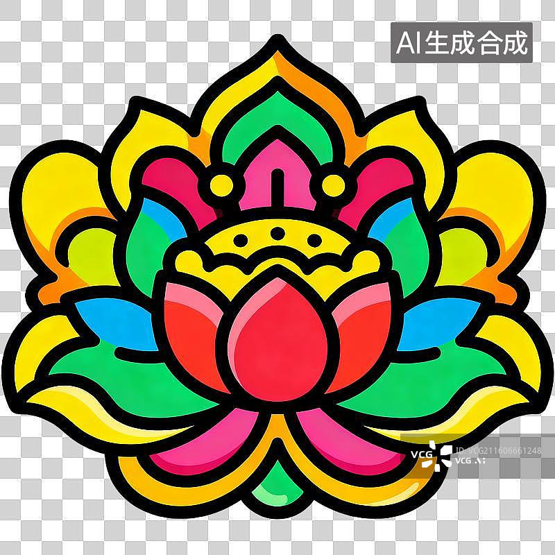 【AI数字艺术】夸张插画宝相花纹鲜亮色图片素材