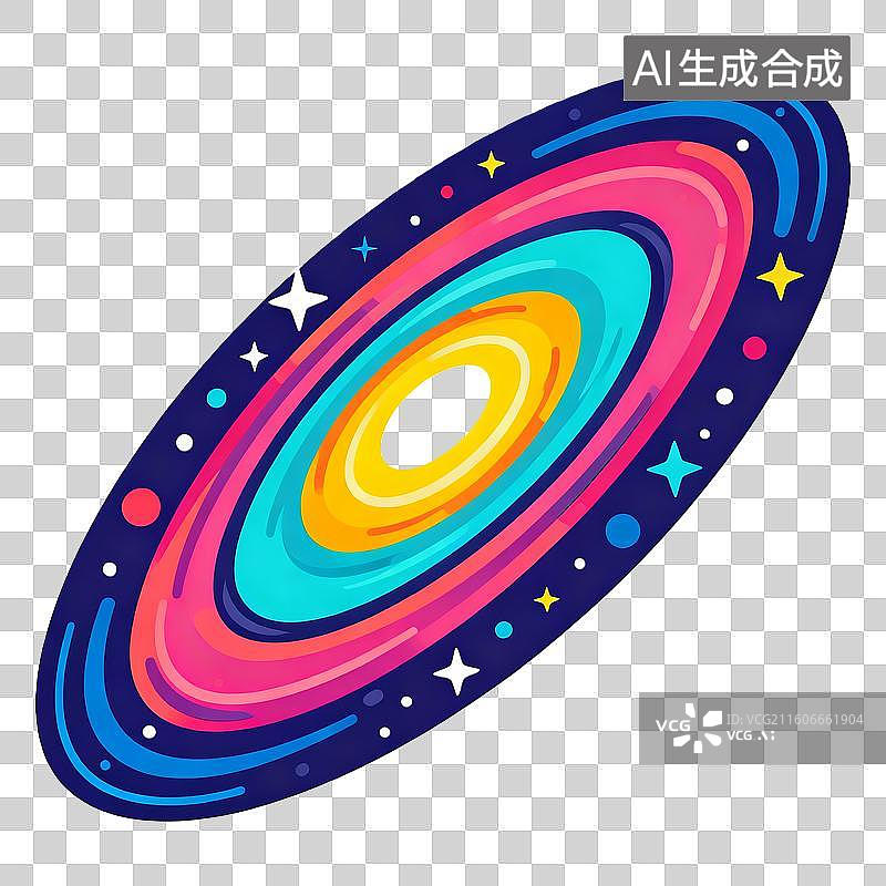 【AI数字艺术】颜色鲜亮的平面插画棒旋旋涡星系图片素材