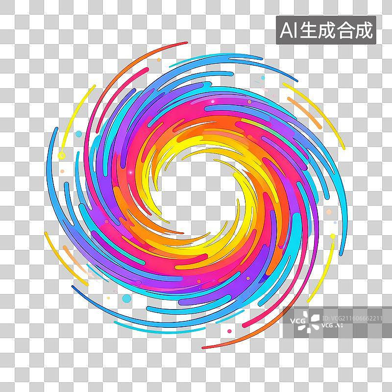 【AI数字艺术】颜色鲜亮的平面插画黑洞吸积盘旋涡图片素材