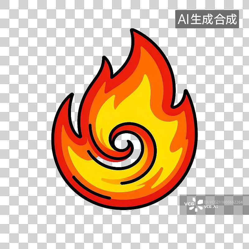 【AI数字艺术】颜色鲜亮的平面插画完整燃烧旋涡图片素材