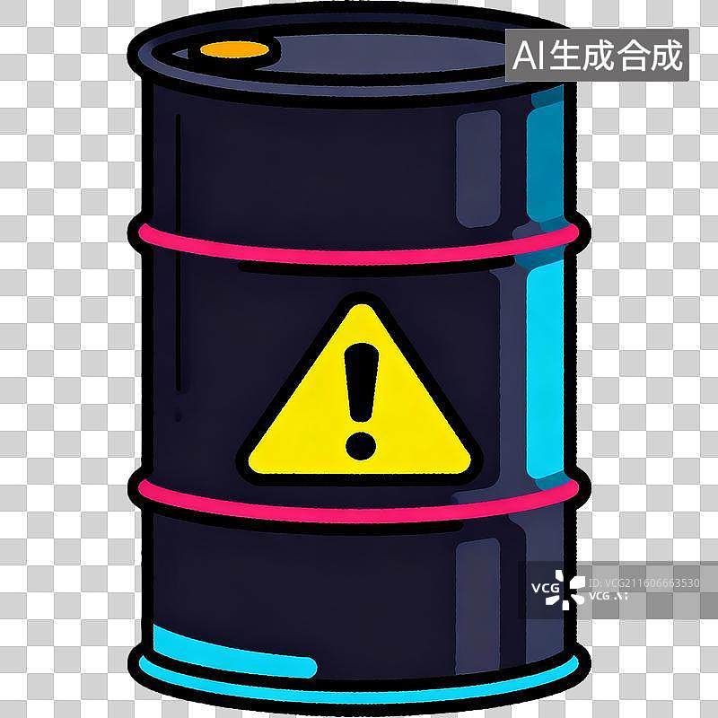 【AI数字艺术】夸张插画中的深色危险化工品桶图片素材