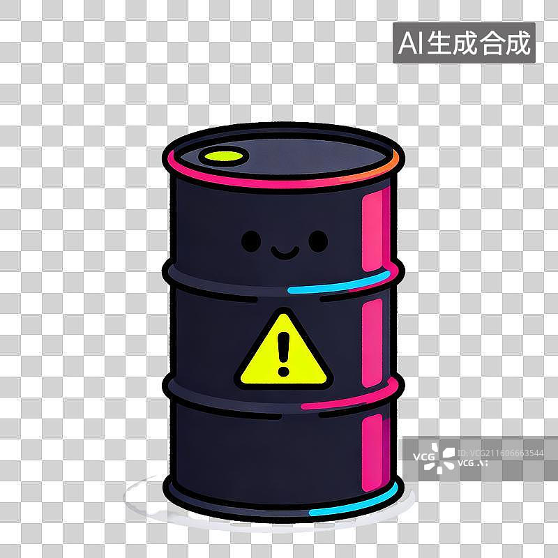 【AI数字艺术】夸张插画中的深色危险化工品桶图片素材